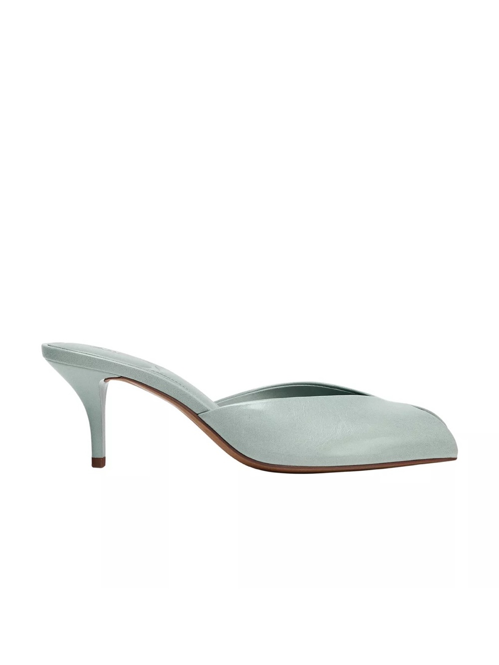 NWT ZARA Mint blue patent effect Peep-Toe Slip-On Mule/heels sz40 sz 9